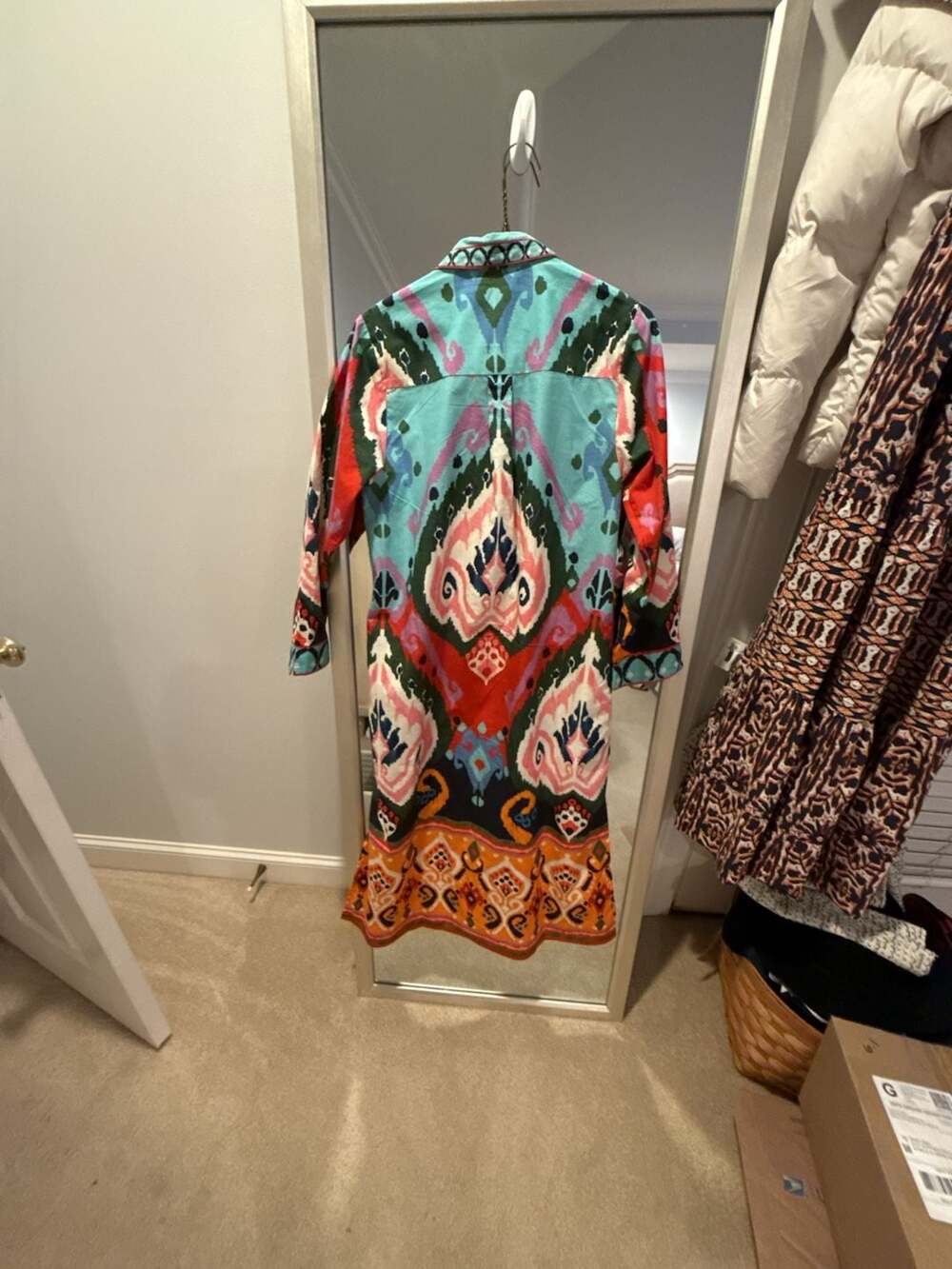 Maude Vivante Shirt Dress Size S Multicolor Ikat Long Sleeve - Picture 6 of 6